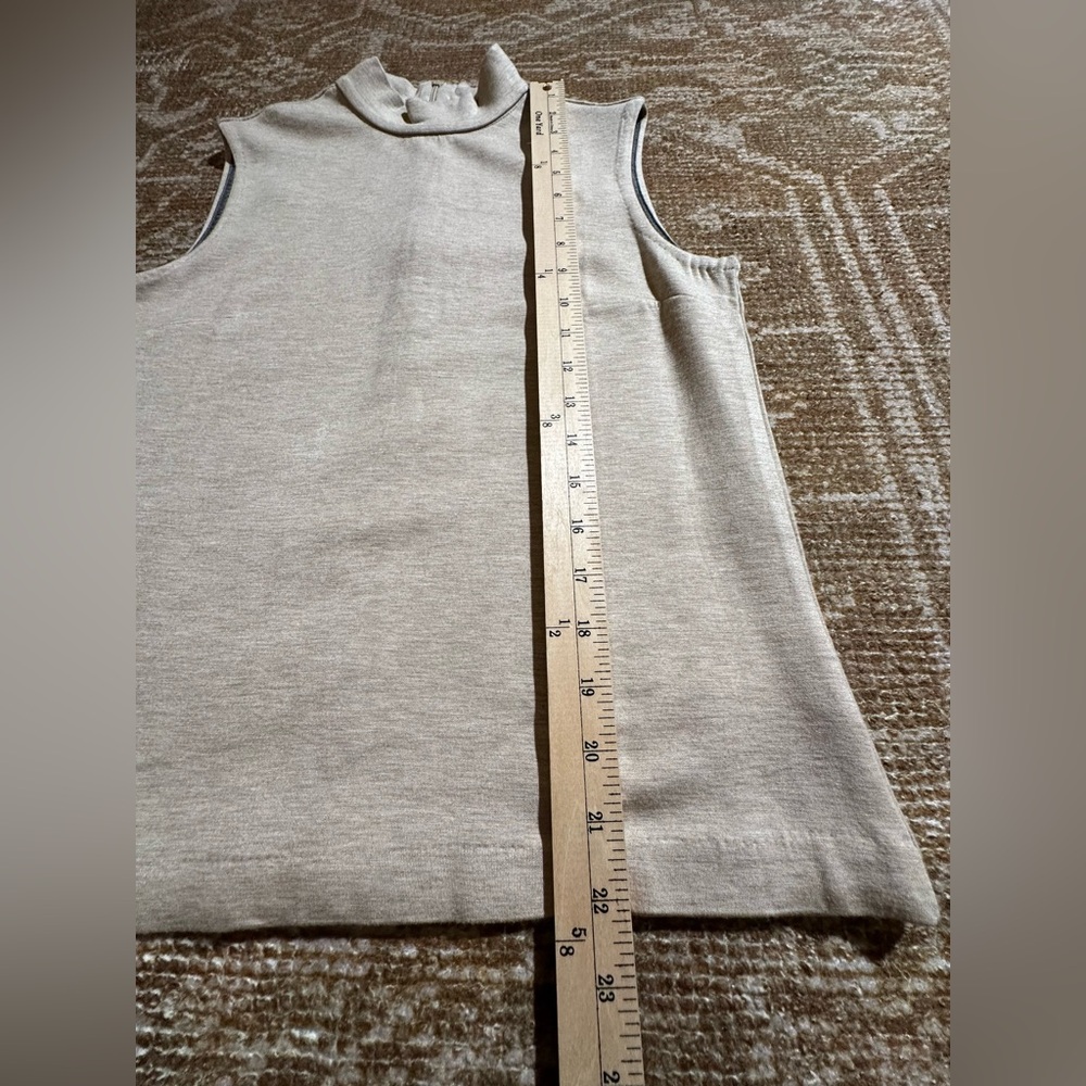 Sleeveless Beige Mock-Neck Women's Top - Picture 5 of 7